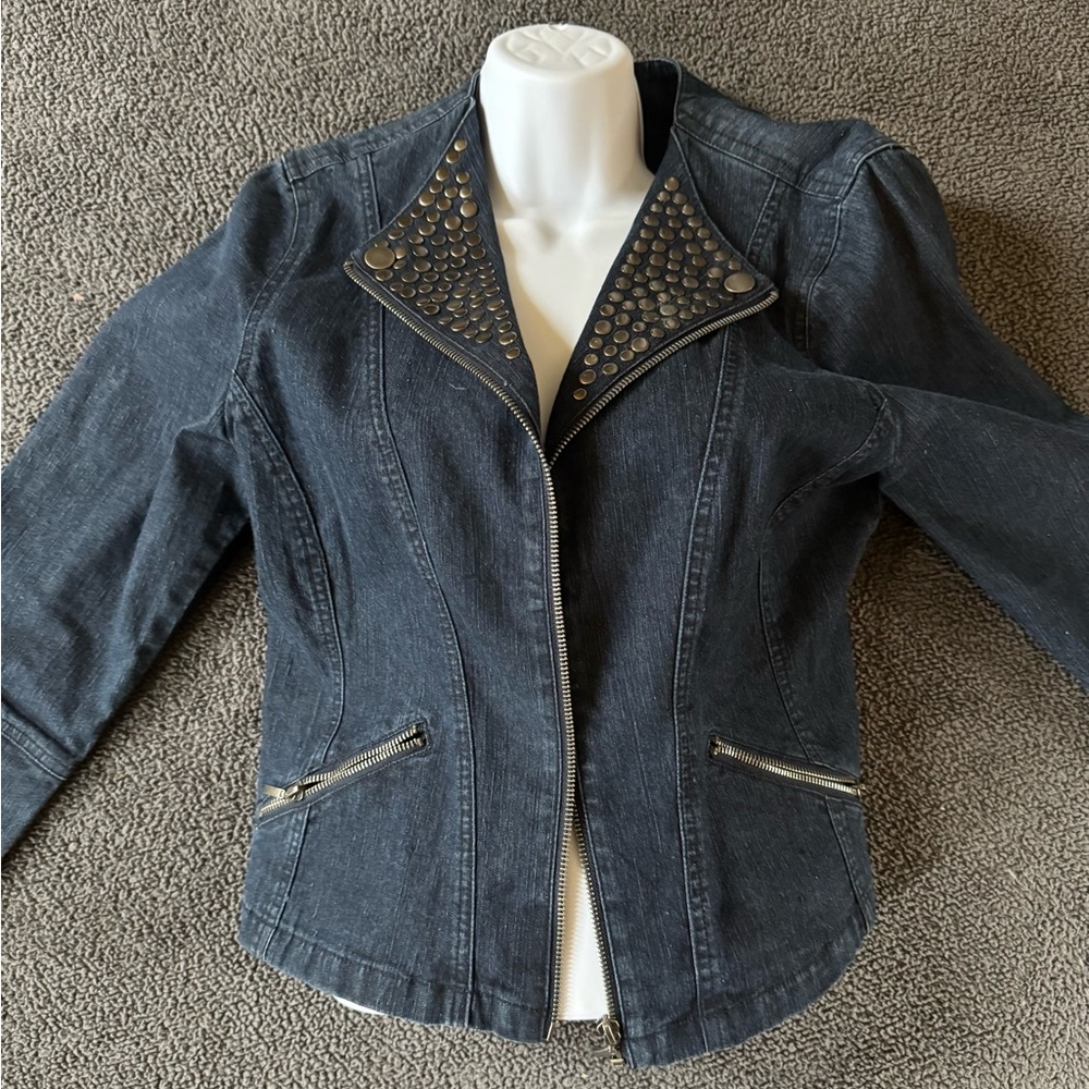 Ruby Rd. Studded Dark Denim Jacket - Picture 2 of 4